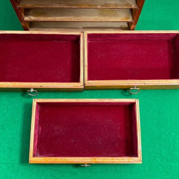 Gunther Mele 1970's Wooden Jewelry Box. Jewellery with Drawers. Vintage Wooden J - Picture 5 of 10